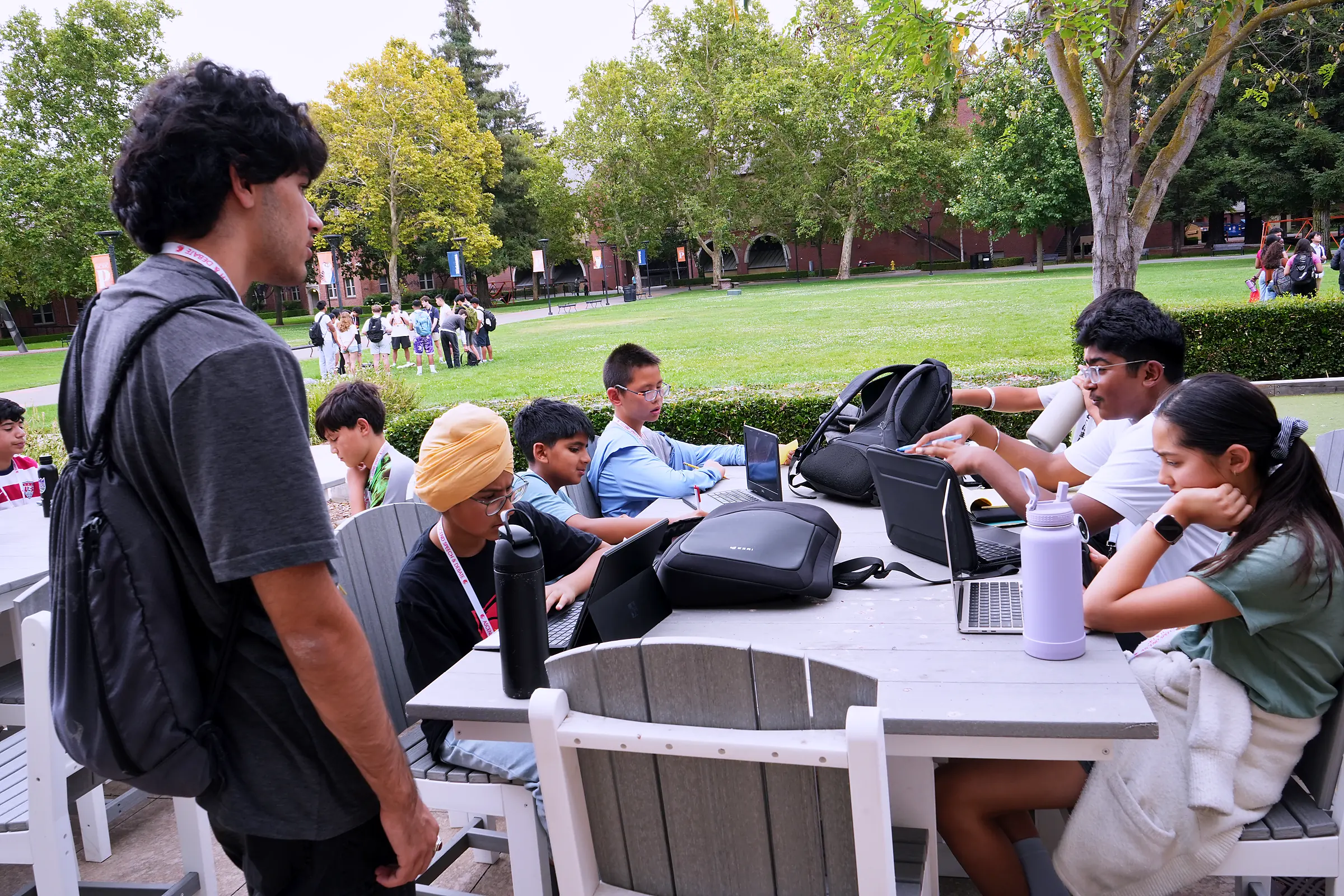 Ascend students gathered on the quad at camp