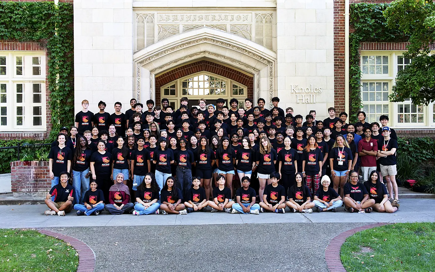 The full Ascend California camp outside Knoles Hall at the University of the Pacific